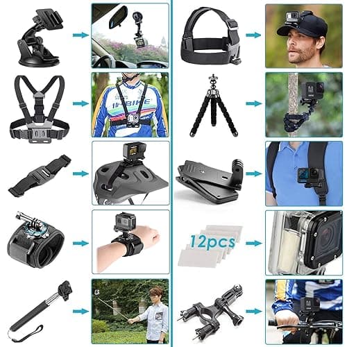 GoPro HERO13 (Hero 13) Black - Waterproof Action Camera with 5.3K Ultra HD Video, 27MP Photos, Live Streaming, Webcam, Stabilization + 128GB Card, 50 Piece Accessory Kit - Bundle 2