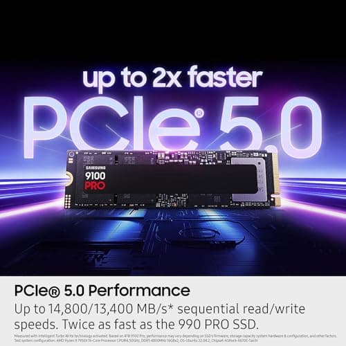 Samsung SSD 9100 PRO 2TB, PCIe 5.0x4 M.2 2280, Seq. Read Speeds Up to 14,700MB/s, Best for AI Computing, Gaming, and Heavy Duty Workstations (MZ VAP2T0B/AM) 4