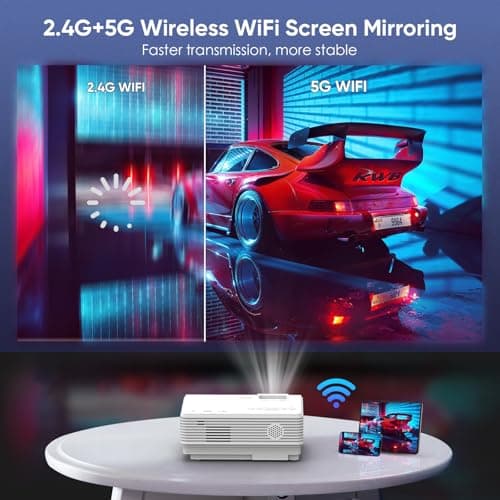 Projector with WiFi and Bluetooth, Upgrade Outdoor Projector, Mini Movie Projector Supports 1080P Synchronize Smartphone Screen by WiFi/USB Cable for Home Entertainment 2
