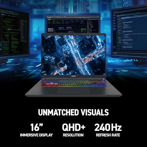 MSI Vector 16 HX AI 16” 240Hz QHD+ Gaming Laptop: Intel Core Ultra 9-275HX, NVIDIA Geforce RTX 5070Ti, 16GB DDR5, 1TB NVMe SSD, Thunderbolt 5, Wi-Fi 7, Win 11 Home: Cosmo Gray A2XWHG-211US 3