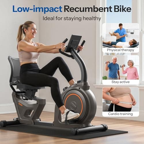 Niceday Recumbent Exercise Bike, Recumbent Bike for Home, Recumbent Stationary Bike 400LBS Weight Capacity, Magnetic Recumbent Bike with Smart APP, LCD Monitor, Heart Rate Handle 2