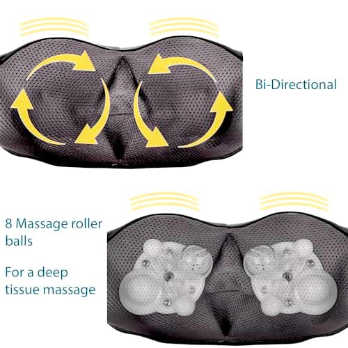 InvoSpa Shiatsu Massager with Heat - Deep Tissue Kneading Pillow for Neck, Shoulders, and Back - Electric Full Body Massage 3
