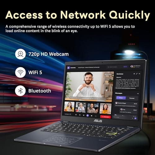 ASUS 14" FHD Laptop, Intel Pentium N6000 Processor, 4GB RAM, 224GB Storage(64GB eMMC+160GB Docking Station Set), Intel UHD Graphics, Webcam, Bluetooth, Win 11, Star Black 3