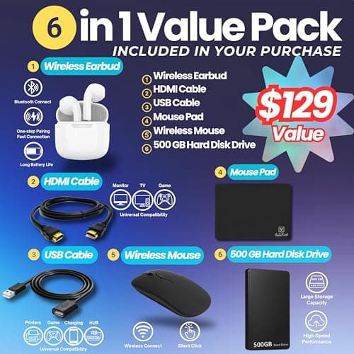 HP 14 Laptop Student Business 2025 Flagship Computer, AI Copilot, 4-Core 13th Gen Intel CPU, 16GB RAM 628GB Storage (128GB UFS+500GB Ext) 1-Yr Office 365 Long Battery HubxcelAccessory Win 11S Lavender 2