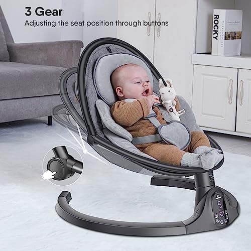BabyBond Baby Swings for Infants to Toddler | Bluetooth Baby Swing with 3 Seat Positions | 5 Natural Sway Motion | Bluetooth Music | 5-Point Harness | Includes Remote Control 4