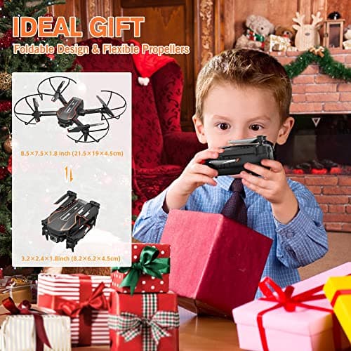 AVIALOGIC Mini Drone with Camera for Kids, Remote Control Helicopter Toys Gifts for Boys Girls, FPV RC Quadcopter with 1080P HD Live Video Camera, Altitude Hold, Gravity Control, 2 Batteries, Black 5