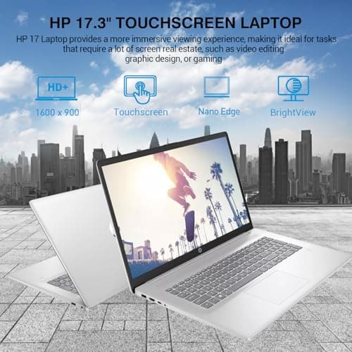 HP 17 Inch Laptop Touchscreen Computer, 17.3 HD+ Touch Screen Business Laptop PC, Intel 10-Core i7 Laptop Windows 11 Pro, 64GB RAM 2TB SSD, Backlit 10-Key Number Pad, Fingerprint, Wi-Fi 6 5