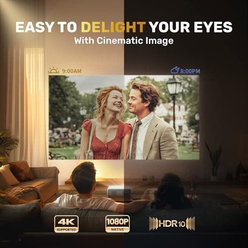 Aurzen EAZZE D1 Smart Projector with WiFi and Bluetooth, Netflix-Officially-Licensed, Auto Focus & Keystone, DoIby Audio, Zoom, Native 1080P Movie, Portable Outdoor Mini Projector, White 4