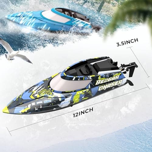 BEZGAR RC Boat, 2 Packs 12 inch Fast Speed RC Boat 30 KPH with A Portable Suitcase for Lakes & Pools & Salt Water, Summer Toys for Adults and Ideal Gifts for Kids Boys Age 6 7 8-12 Years Old - TX2P1 2