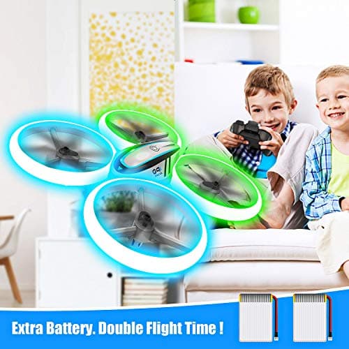 Q9s Drones for Kids,RC Drone with Altitude Hold and Headless Mode,Quadcopter with Blue&Green Light,Propeller Full Protect,2 Batteries and Remote Control,Easy to fly Kids Gifts Toys for Boys and Girls 4