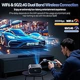 Mini Projector with WiFi and Bluetooth 4K Support, Native 1080P Portable Outdoor Smart Projector, Mirror Screen with Android/iOS/PC Compatible with PC/PS5/Phone/TV Stick (VF340) 2