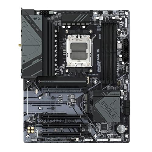 Gigabyte B650 EAGLE AX AMD AM5 Socket Motherboard, ATX, 4x DDR5 Slots, 3x M.2 Sockets, 1x USB-C Port, Fitted I/O Shield, GbE LAN, Wi-Fi 6E, 1x Display 2