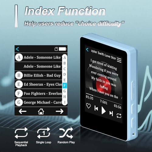 32GB Bluetooth MP3 Player with 2.4" Touch Screen, No Internet Needed, for Kids & Adults, Great for Commute, Workout, School, FM Radio, Voice Recorder, Gift Idea (Blue) 7
