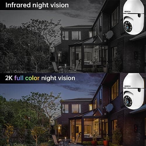 WESECUU Light Bulb Security Camera -5G& 2.4GHz WiFi 2K Security Cameras Wireless Outdoor Motion Detection and Alarm,Two-Way Talk,Color Night Vision,Human Detection, Bulb Camera Compatible with Alexa 4