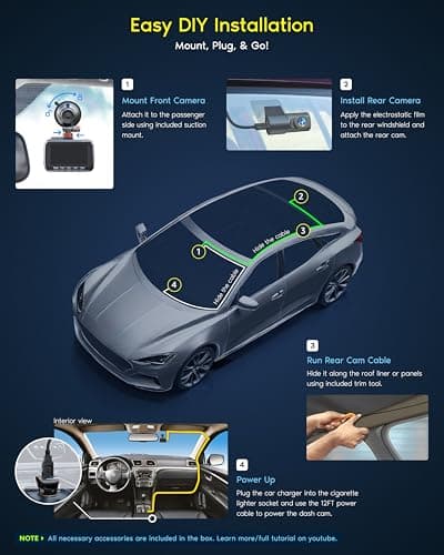 ROVE R2-4K DUAL Dash Cam Front and Rear, STARVIS 2 Sensor, FREE 128GB Card Included, 5G WiFi - up to 20MB/s Fastest Download Speed with App, 4K 2160P/FHD Dash Camera for Cars, 3" IPS, 24H Parking Mode 4