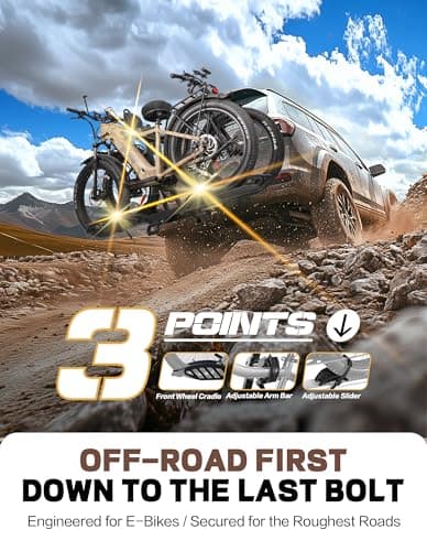 Young Bike Rack Hitch for Car - 2-Bike Heavy Duty Platform Carrier with 200lb Capacity, Smart Tilting & Easy Fold for SUV, Minivan and RV, Fits 5-Inch Fat Tires. 3