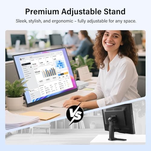 InnoView 23.8" Large Portable Monitor, FHD 144HZ 100% SRGB IPS USB-C HDMI Work Home Gaming Second Monitor 1080P W/180°Adjustable Stand for Laptop, MacBook, Phones 4