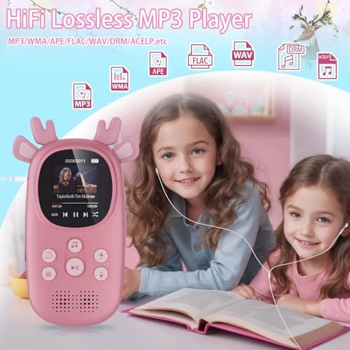 32GB MP3 Players for Kids, Cute Reindeer Portable Music Bluetooth Kid MP3 Player, Child MP3 Player with Bluetooth 5.3,Speaker, FM Radio, Alarm Clock, Voice Recorder, Stopwatch (Support up to 128GB) 3