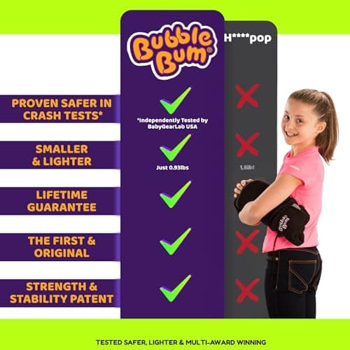 BubbleBum Inflatable Booster Car Seat – Foldable, Lightweight, Backless Travel Booster Seat for Kids, Portable Carseat for Toddler, Fits 3 Across, Compact for Uber - Ages 4-11 Year Old, - Black 2