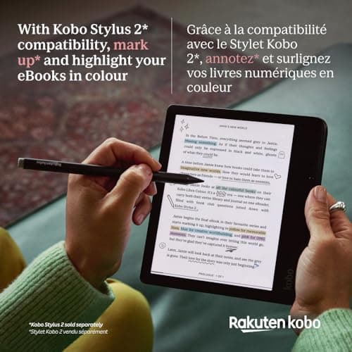 Kobo Libra Colour | eReader | 7” Glare-Free Colour E Ink Kaleido™ 3 Display | Dark Mode Option | Audiobooks | Waterproof | White 2