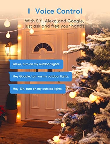 meross Outdoor Smart Plug Compatible with Apple HomeKit, Siri, Alexa, Google Assistant and SmartThings, Waterproof Outdoor Outlet, Remote & Voice Control, Timer, FCC and ETL Certified 2