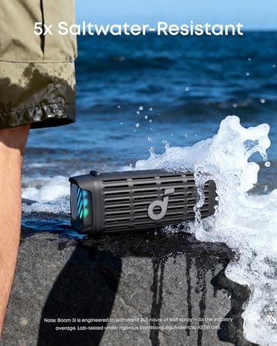 Soundcore Boom 3i by Anker, Compact Outdoor Speaker, IP68 Waterproof, Floating Playback, Saltwater-Resistant, BassUp 2.0, 50W Portable Speaker, Bluetooth 5.3, 16H, TWS, Kayak/Fishing/Camping 3