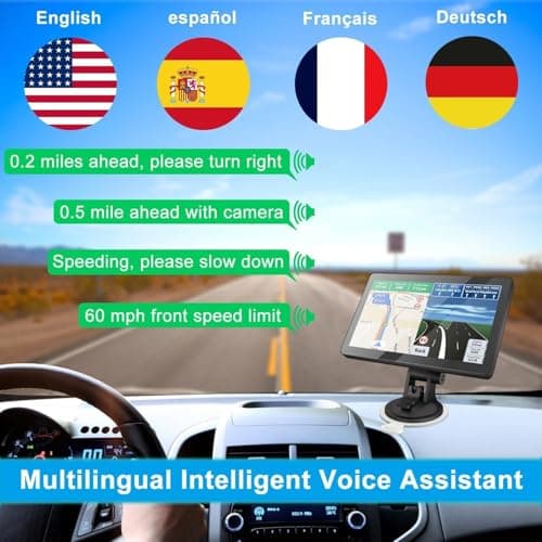 GPS Navigator for Car Truck RV, 9 inch Touch Screen Latest 2025 Map, Real Voice Spoken Turn-by-Turn Direction Reminding Navigation System for Cars, Vehicle GPS with Speed and Red Light Warning, FM 4