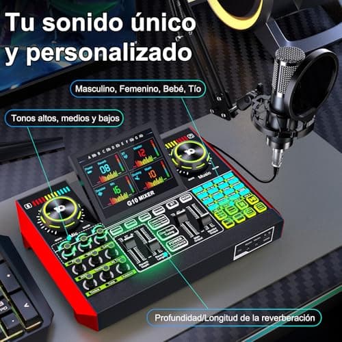 Podcast Equipment Bundle with 3.5mm Condenser Microphone for Pc/Phone Live Streaming Singing Gaming, Podcast Microphone Bundle with Live Sound Board Audio Mixer Denoise,DJ Sets 3