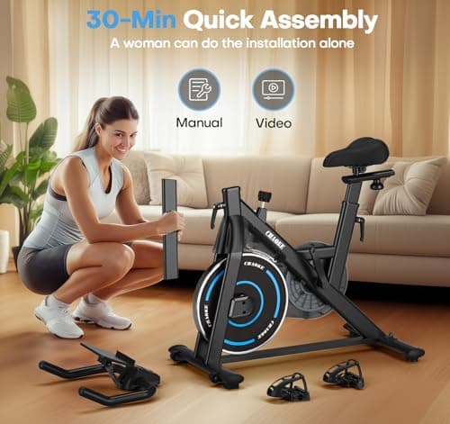 Exercise Bike, CHAOKE Quiet Adjustable Magnetic Resistance Stationary Bike for Home Cardio with App Compatible, 300LB Weight Capacity Indoor Cycling Bike with Comfortable Seat & Digital Display 3