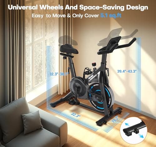 Exercise Bike, CHAOKE Quiet Adjustable Magnetic Resistance Stationary Bike for Home Cardio with App Compatible, 300LB Weight Capacity Indoor Cycling Bike with Comfortable Seat & Digital Display 5