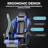 GTPLAYER Gaming Chair, Computer Chair with Footrest and Lumbar Support, Height Adjustable Game Chair with 360°-Swivel Seat and Headrest and for Office or Gaming (Faux Leather, Blue) 4