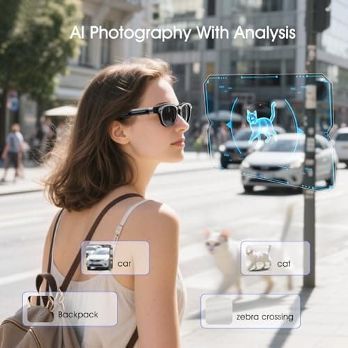 EpochTec 8MP Camera Glasses, AI Smart Glasses with Real-Time Translation & Object Analysis | HD 1200P 4K Video Recording 4