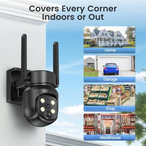 Heyall 2.4G/5G WiFi 6 Wireless Outdoor 360° View Security Camera, 2K, Solar Powered 4MP, Color Night Vision, AI Human Detection, Pan/Tilt, Spotlight & Siren, 2-Way Talk, Cloud/SD Storage, IP65 2