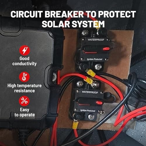 RED WOLF Car Circuit Breaker 30A AMP w/Manual Reset Switch Inline Fuse Holder Inverter 12V-48V DC for Motor Trolling Vehicles Audio Radio Solar System Protection with Wire Lugs Copper Washer Screws 2