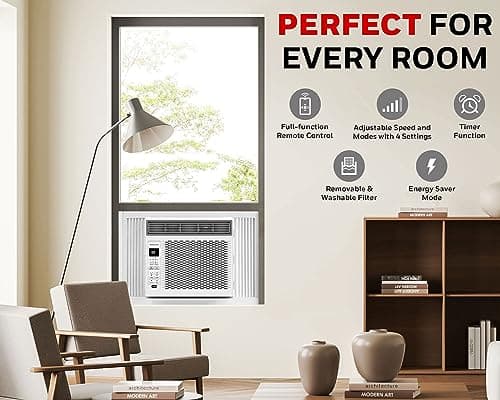 Honeywell 6,000 BTU Digital Window Air Conditioner, Remote, 4 Modes, Eco, 250 sq ft Coverage 4