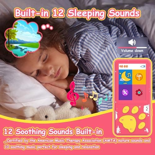 MP3 Player for Kids,32GB Pink Kids MP3 Player with Bluetooth,Speaker, 2.4 inch Color Screen,Soothing Sound,Flashlight,Games,Voice Recorder,Music Player with Cartoon Bear Paw Button Expandable to 128GB 5