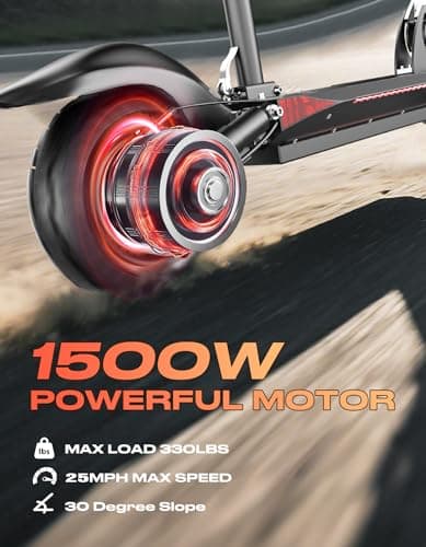 ASKGO Electric Scooter, 1500W Peak Powerful E Scooter for Adults with Seat, Up to 25MPH & 45-Mile Range, 48V 13AH Battery, 10" Pneumatic Tires, Foldable Off-Road Electric Scooter with Dual Disc Brake 2