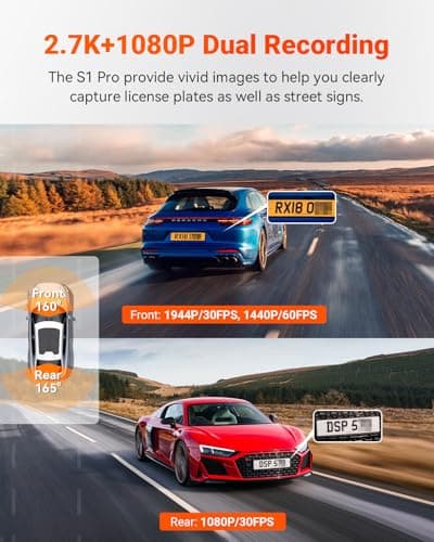 Vantrue S1 Pro AI Dash Cam Front and Rear, Dual 1440P Dash Camera w/2.7K, STARVIS 2, HDR Night Vision, 5G WiFi, 60FPS, GPS, Voice Control,24/7 Parking Mode, Support 512GB Max 2