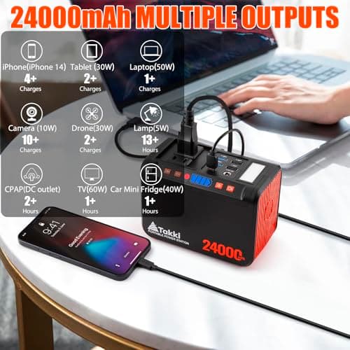 Takki 88.8Wh Portable Power Station Lithium Battery Solar Generator Power Bank with 110V AC Outlet Battery Backup for Camping Home Use Emergency(Solar Panel Optional) 4