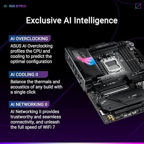 ASUS ROG Strix X870E-E Gaming WiFi AMD AM5 X870 ATX Motherboard 18+2+2 Power Stages, Dynamic OC Switcher, Core Flex, DDR5 AEMP, WiFi 7, 5X M.2, PCIe® 5.0, Q-Release Slim, USB4®, AI OCing & Networking 2