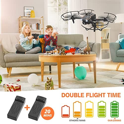 AVIALOGIC Mini Drone with Camera for Kids, Remote Control Helicopter Toys Gifts for Boys Girls, FPV RC Quadcopter with 1080P HD Live Video Camera, Altitude Hold, Gravity Control, 2 Batteries, Black 4