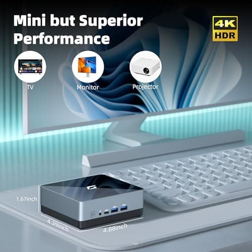 CyberGeek Nano Mini PC, Intel N5095A Quad-Core(Beat N5105) Up to 2.9Ghz, 16GB RAM 3200MHz, Mini Computer 1TB SSD, Micro Desktop Supports 4K Dual Display, USB-C, WiFi/BT, RJ45/HDMI/VESA 4