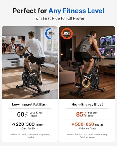 Merach Exercise Bike, Brake Pad/Magnetic Stationary Bike with Exclusive App, Low Noise Indoor Cycling Bike with 270LBS Weight Capacity, Dumbbell Rack and Fitness Courses for Weight Loss 4