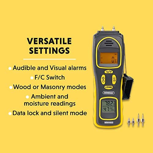 General Tools MMH800 Pin/Pinless Moisture Meter w/Temp and Humidity 5