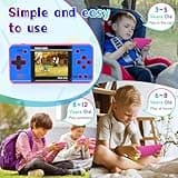 Handheld Game for Kids ，Built-in 220 32-bit Video Games, 3.0” IPS Screen, Rechargeable Portable Game , Travel Mini Arcade Electronic Toys Gift for Boys and Girls (Pink+Blue) 5
