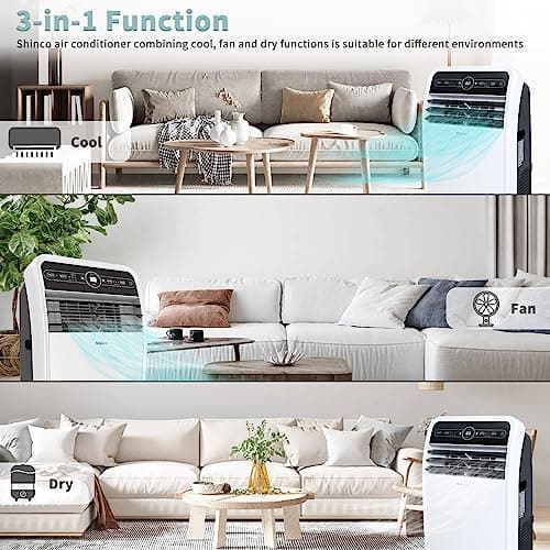 Shinco 12,000 BTU Portable Air Conditioner, Portable AC Unit with Built-in Cool, Dehumidifier&Fan Modes for Room up to 400 sq.ft, Room Air Conditioner with Remote Control, 24 Hour Timer 4
