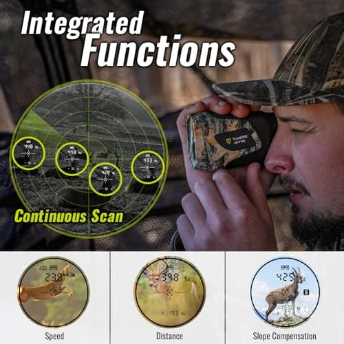 TIDEWE Hunting Rangefinder with Rechargeable Battery, 700Y Camo Laser Range Finder 6X Magnification, Distance/Angle/Speed/Scan Multi Functional Water-Resistant Rangefinder with Case 2