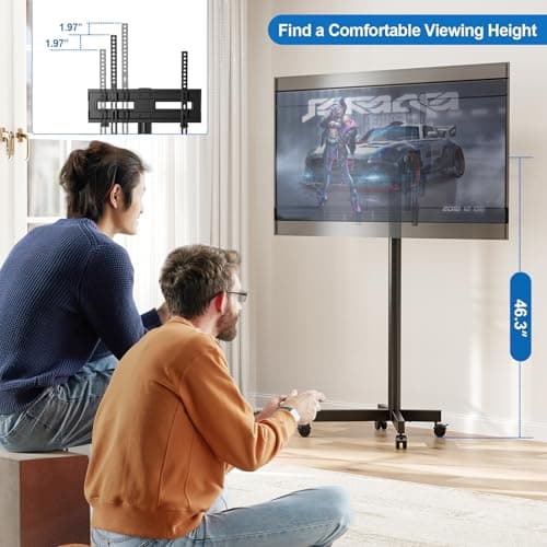 HOLMAXD Mobile TV Cart Rolling TV Stand for 23-65 Inch LCD LED OLED 4K Smart TVs up to 110lbs, Height Adjustable Portable AV Cart with Wheels and Tilt Mount, Outdoor TV Stand Mount, Max VESA 400x400mm 5