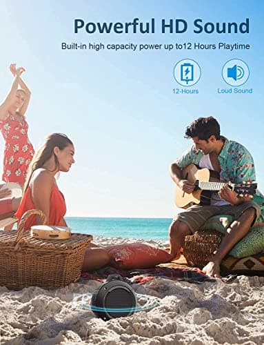 Kunodi Outdoor Waterproof Bluetooth Speaker, Wireless Portable Mini Shower Travel Speaker with Subwoofer, Enhanced Bass, Built in Mic for Sports, Pool, Beach, Hiking, Camping 5