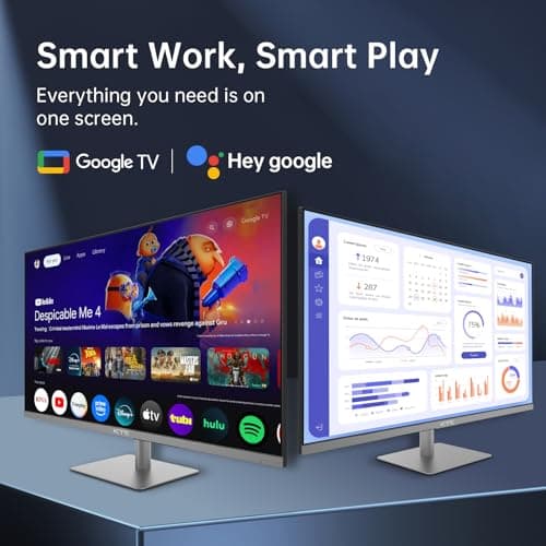 KTC 32 Inch 4K Smart Monitor with Google TV System 3840 * 2160P Netflix Licensed Type C 65W PD Speakers 5W*2 Dolby Audio Hey Google Voice Remote HDR WiFi Bluetooth VESA Tiltable 32 in Smart TV 2